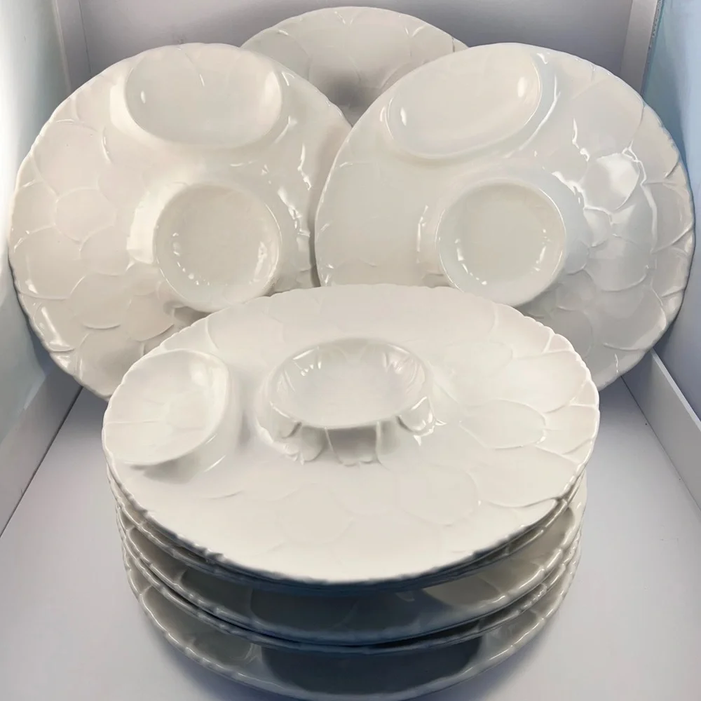 Sur La Table Vintage Set of 8 Italian Majolica Artichoke Plates Made in Italy